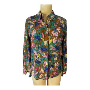 & Other Stories Silk iguanas monkeys and birds Button Down Shirt